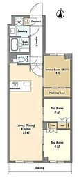 ASYLCOURT練馬中村橋 2SLDKの間取図画像