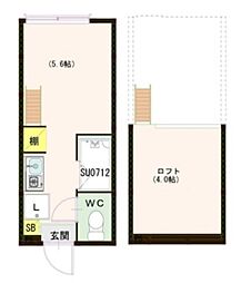ハーモニーテラス和泉 ワンルームの間取図画像