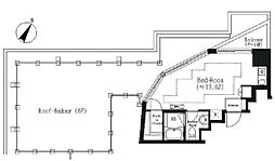 エルスタンザ白金 6階ワンルームの間取り