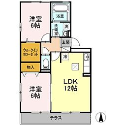 エーデルハイムASAKA-A 1階2LDKの間取り
