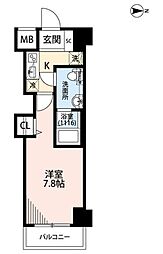 プレール・ドゥーク川崎大師 4階1Kの間取り