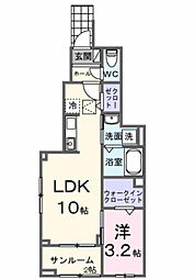 クレードル 1LDKの間取図画像