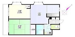 マンション・ヤマキ 2DKの間取図画像