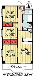 西船橋スクエアガーデン 3LDKの間取図画像