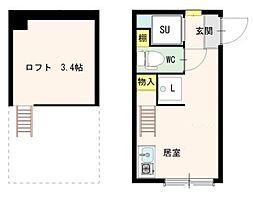 ウェルストン神楽坂 1階ワンルームの間取り
