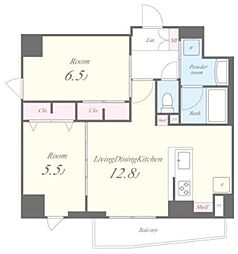 サントゥール駒込 7階2LDKの間取り