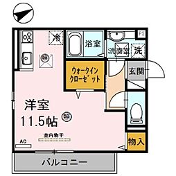 JR和歌山線 田井ノ瀬駅 徒歩31分の賃貸アパート 1階ワンルームの間取り