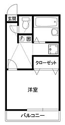 ハイツ市川 2階1Kの間取り