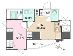 ワーフ文京茗荷谷 3階1DKの間取り