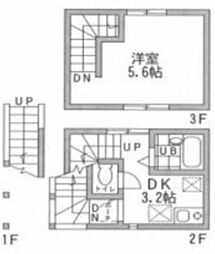 ヴィラ仲六郷 2階1DKの間取り