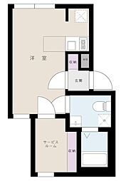 ヴァンベール東日暮里 2階ワンルームの間取り