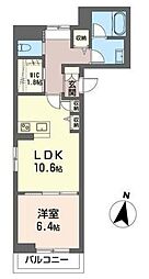 ル シエル 3階1LDKの間取り