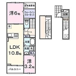 川越市大字笠幡アパート 2LDKの間取図画像
