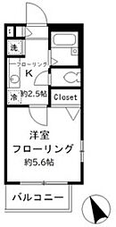 エストゥディオ 3階1Kの間取り