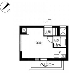スカイコート立川2 2階ワンルームの間取り