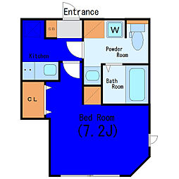 COCOCUBE大森2 1Kの間取図画像