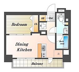 メイクスデザイン入谷アジールコート 1DKの間取図画像