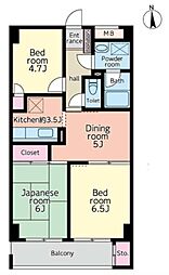 アーク新百合ヶ丘 3階3DKの間取り