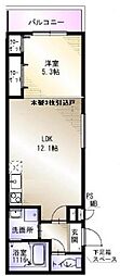 フジパレス伊孑志 1LDKの間取図画像