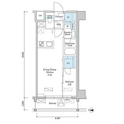 デュオフラッツ篠崎 6階1LDKの間取り