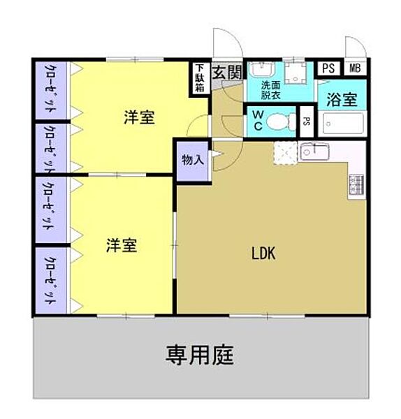 カルム宮 105｜和歌山県和歌山市本脇(賃貸マンション2LDK・1階・56.85㎡)の写真 その3