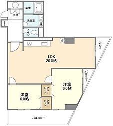 パティオ右近 6階2LDKの間取り