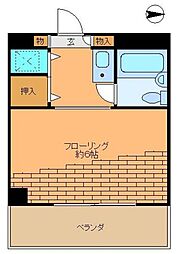 シエル2番館 1Kの間取図画像
