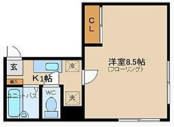 トリビュート 2階1Kの間取り