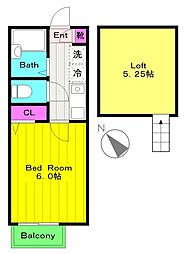 マピエス東生田ＭＡＳＥ 2階1Kの間取り