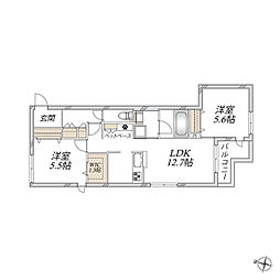 Le・Serenita・六木 2LDKの間取図画像