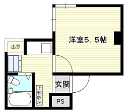 パーク常盤 5階1Kの間取り
