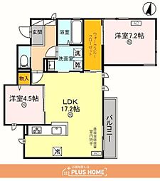 D-ROOM和歌山黒田2 2LDKの間取図画像