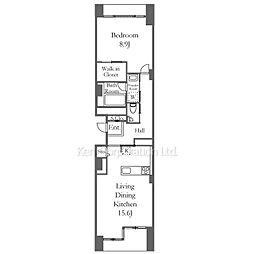 品川プリンス・レジデンス 2階1LDKの間取り