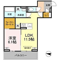 ソレイユ・イースト 1LDKの間取図画像