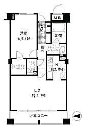 ガーネットコート四谷 9階1LDKの間取り
