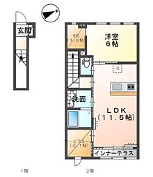 マロン・ド・サン 1SLDKの間取図画像
