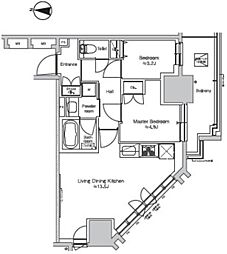 プラウドフラット錦糸町ウエスト 12階2LDKの間取り