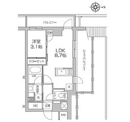 レジディア高円寺 1LDKの間取図画像