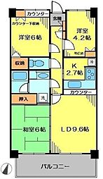 東急田園都市線 長津田駅 徒歩7分の賃貸マンション 1階3LDKの間取り