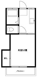 高山荘 2階1Kの間取り