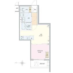 ロイジェント山王 8階1DKの間取り