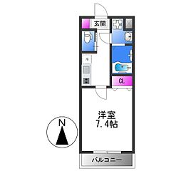 メゾン上小阪 7階1Kの間取り