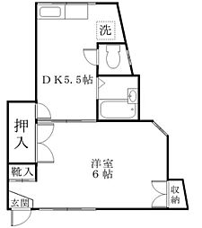 高野荘 1階1DKの間取り