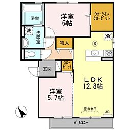 JR東海道・山陽本線 大久保駅 徒歩15分の賃貸アパート 2階2LDKの間取り
