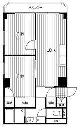 新井ハイツ 2階2LDKの間取り