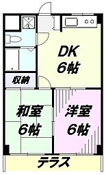 美原ハイム 2DKの間取図画像