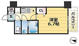ファステート神戸コンチェール 3階1Kの間取り