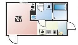 オアシス五反野 1階ワンルームの間取り
