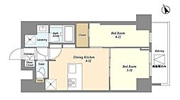 ドゥーエ浅草 13階2DKの間取り