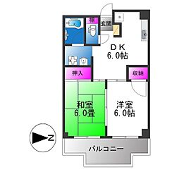 ロイヤルハイツ松ケ丘 2DKの間取図画像